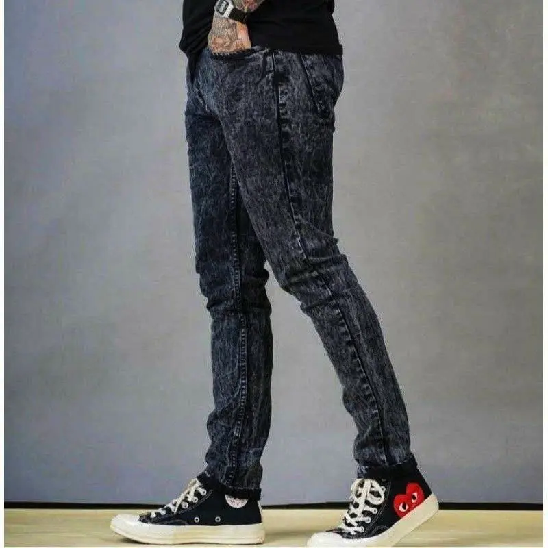 CELANA JEANS PRIA SKINNY SNOW ACID GREY TERBARU CELANA JEANS PANJANG SKINNY COWOK