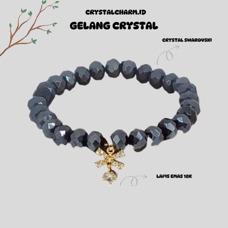 Gelang Crystal Pita Diamond Berlapis Emas Manik-Manik Gelang Batu Cantik Kekinian - Gelang Premium Quality - CC18 1