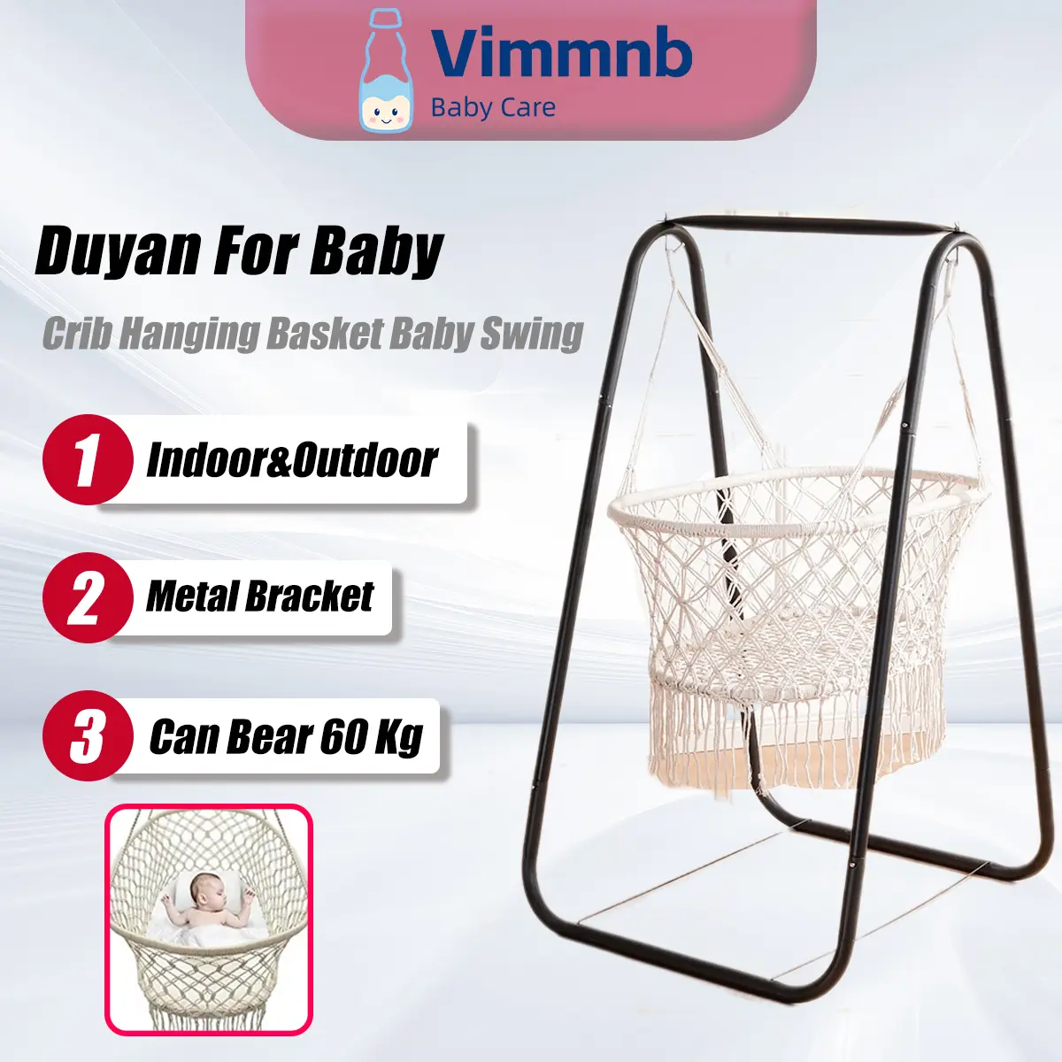 Duyan For Baby Crib Hanging Basket Baby Swing Set Baby Hammock Cradle Baby Bassinet With Metal Stand