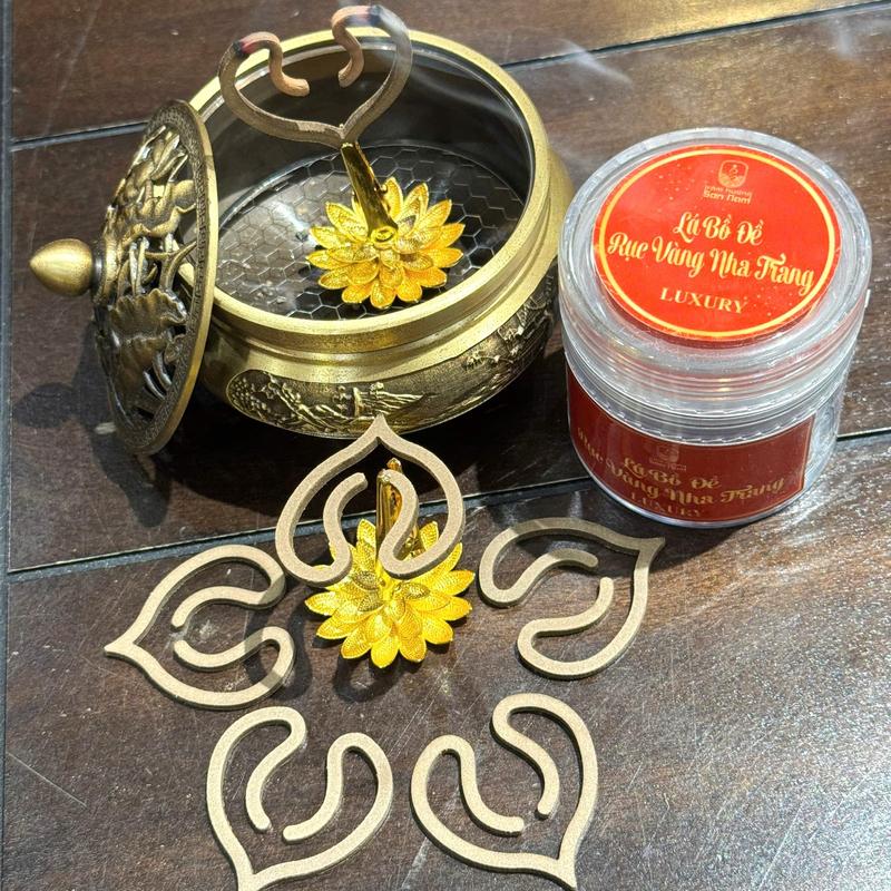 [SƠN NAM] Nhang Trầm LÁ BỒ ĐỀ Luxury làm từ RỤC VÀNG NHA TRANG kết hợp MỌ QUẢNG BÌNH (Hộp 14 vân 13gr, không keo không hóa chất)