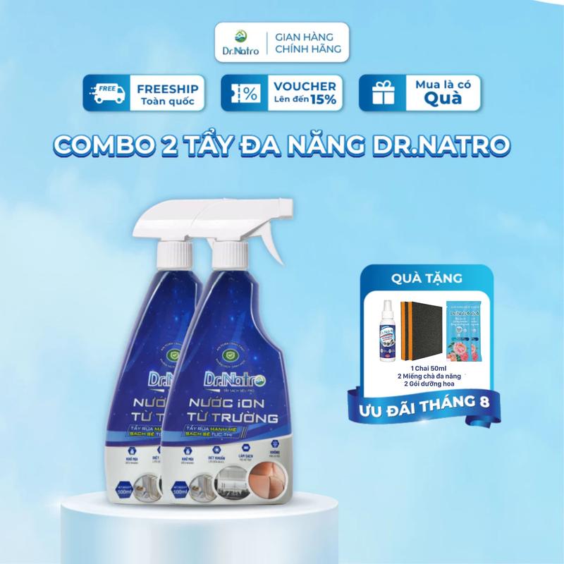 Combo 2 chai Dr Natro - Siêu Tẩy Đa Năng - Chai 500ml - Mua 2 tặng 5 ( 2 gói dưỡng hoa, 2 nhám, 1 chai 50ml ) Làm Sạch
