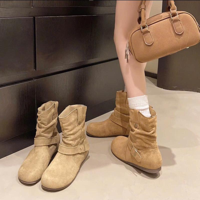  Giay bốt nữ đế thấp phong cách hàn quốc dễ mang đễ phối đò siêu xinh FULLBOX LISA 