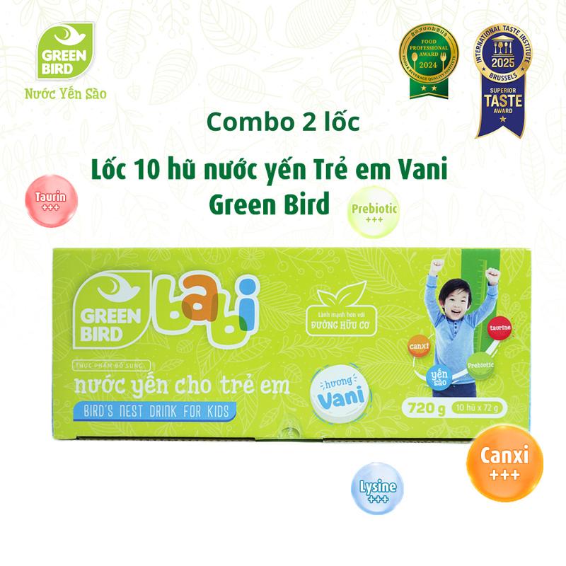   TẶNG 1 LỐC 4  Combo 2 Lốc 10 Nước Yến Cho Trẻ Em Green Bird Babi Hương Vani Tốt Cho Hệ Tiêu Hóa Hũ 72g 