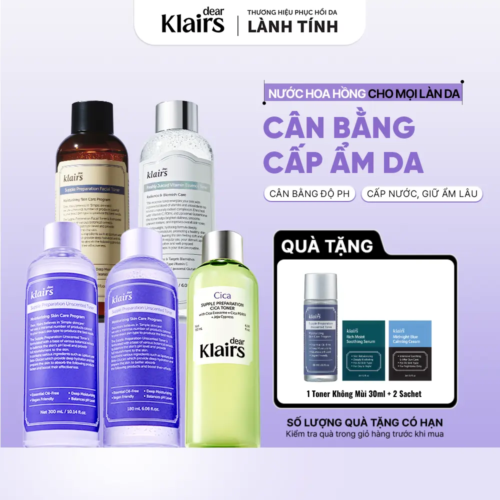 Nước Hoa Hồng Dear, Klairs Supple Preparation Toner Cấp Ẩm Dưỡng Sáng Lành Tính Mọi Loại Da