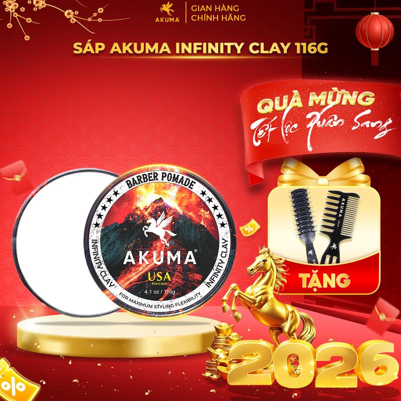   ĐỘC QUYỀN LIVE  Sáp vuốt tóc AKUMA INFINITY CLAY Giũ nếp lâu tạo độ phồng hương nước hoa nam. 