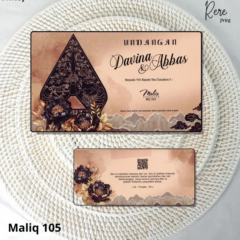 cetak undangan tema wayang. cetak 100 lembar. MQ 105 Cards Kertas 0