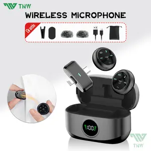 TNW A37 2-In-1 Wireless Microphone Magnetic Clip On Mic HP Plug & Play Wireless Lavalier Mikrofon With Charging Case Untuk Live Streaming Video Recording Noise Cancelling