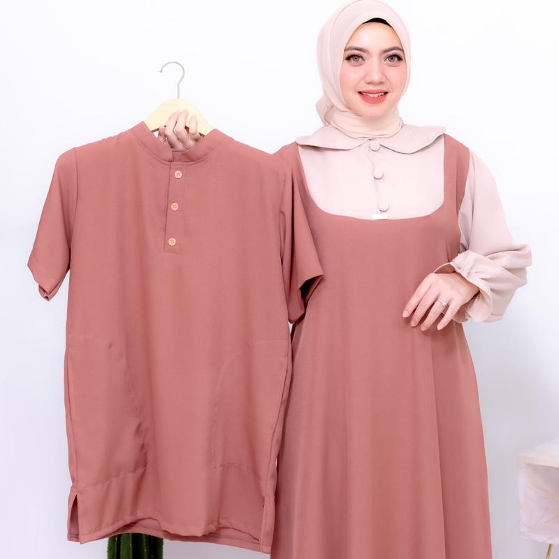 Ghania Set Couple Gamis Couple Satu Set Terbaru 2025 Material Tiffany Premium Lebaran 1