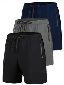 celana pendek polos olahraga saku Resleting premium