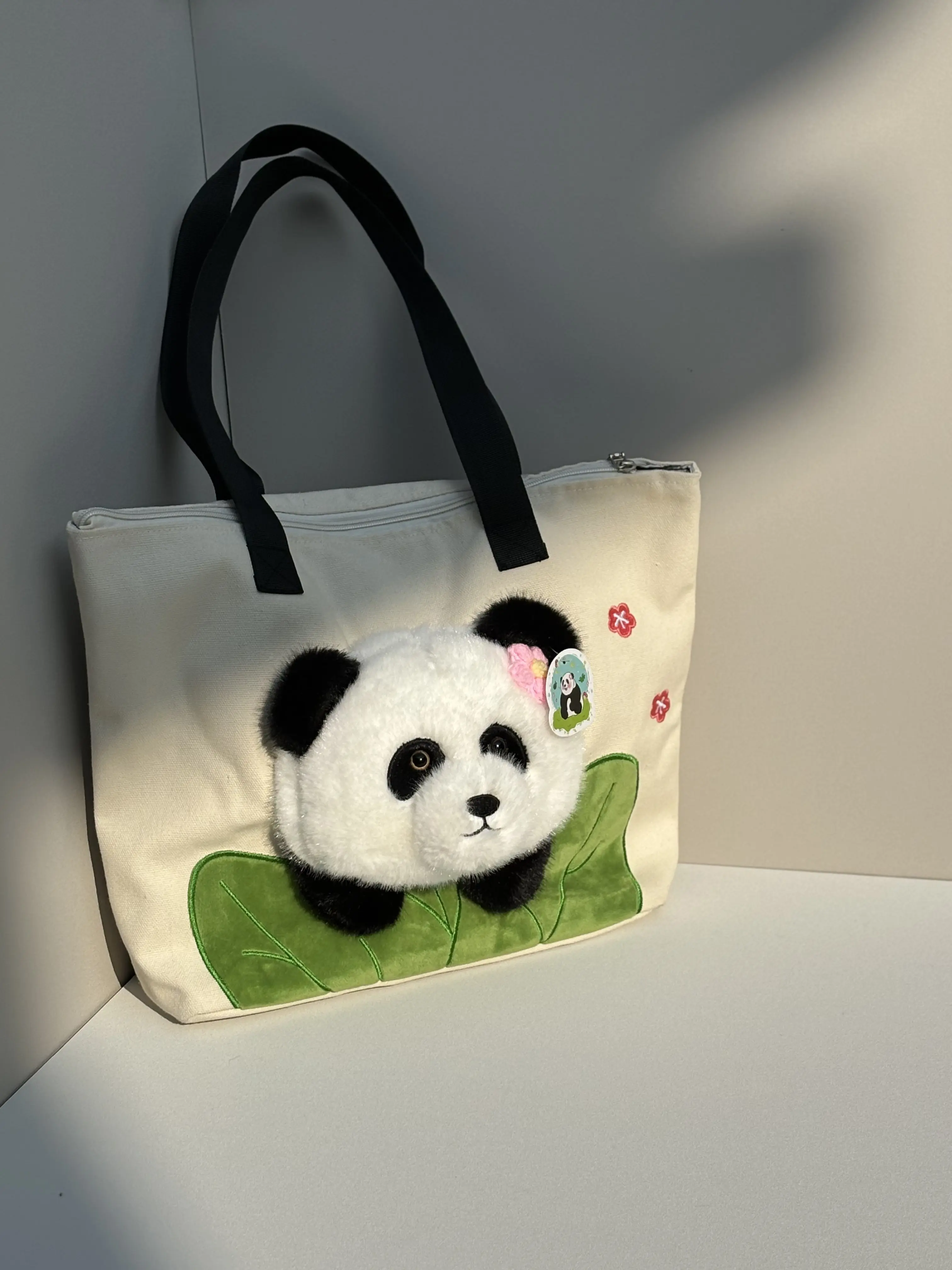 Cute panda head green leaf accessories