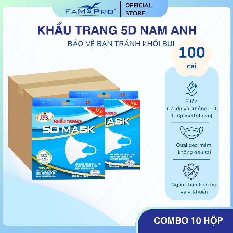 [COMBO 100 CÁI-10 Hộp] Khẩu trang 5D thịnh hành quai thun 3 lớp 10 cái/hộp