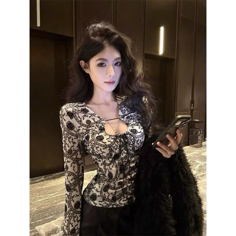 (DEAL MỞ BÁN) Áo Thun Lưới Nữ Hoạ Tiết LP39