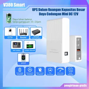 V380 Smart Powerbank 10400mah UPS 12V 2A Uninterruptible Power Supply Mini UPS Baterai Cadangan untuk WiFi Router Modem dan Kamera CCTV Outdoor Tahan Air dan Tahan Api cadangan listrik rumah ups tahan lama wifi tetap nyala saat mati lampu darurat rumah