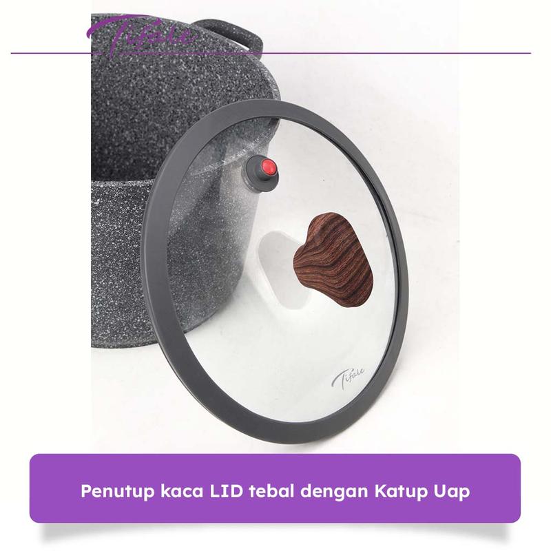 [CHOCO] Tifale Xora Stockpot 6L 24cm – Panci Gentong Granite Anti Lengket dengan Tutup Kaca 8
