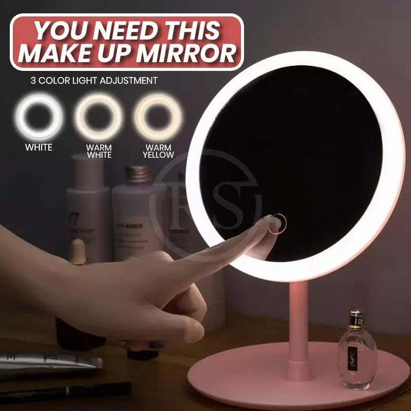 LED Makeup Mirror Make Up Beauty 3 tone led Light Cosmetic Beauty Tabletop Mirror Rechargeable ❤️SG Seller❤️
