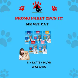 PROMO 2PCS MR VET T1 / T2 / T3 / T4 / G1 1KG - MAKANAN KUCING PROMO PETSHOP MURAH