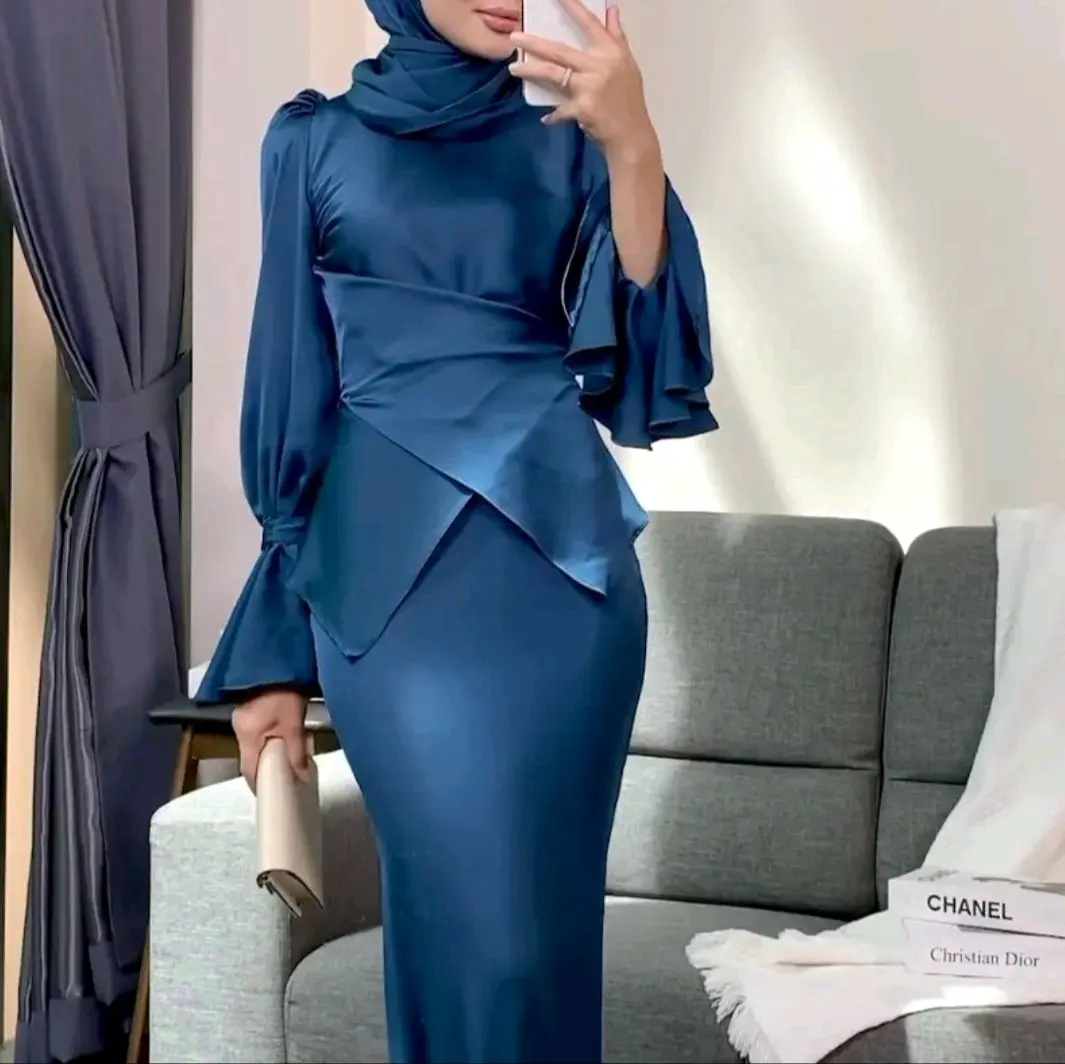 Kyomi Dress dress silk dress raya lebaran simpel elegant dress wanita kekinian dress Remaja Simple Gamis Muslim