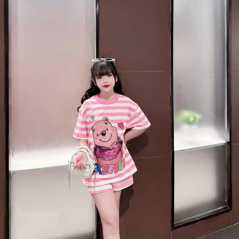Set bộ gấu kẻ đáng iu cho hé gái siêu đáng iu size từ 14-45kg (MS12) 3