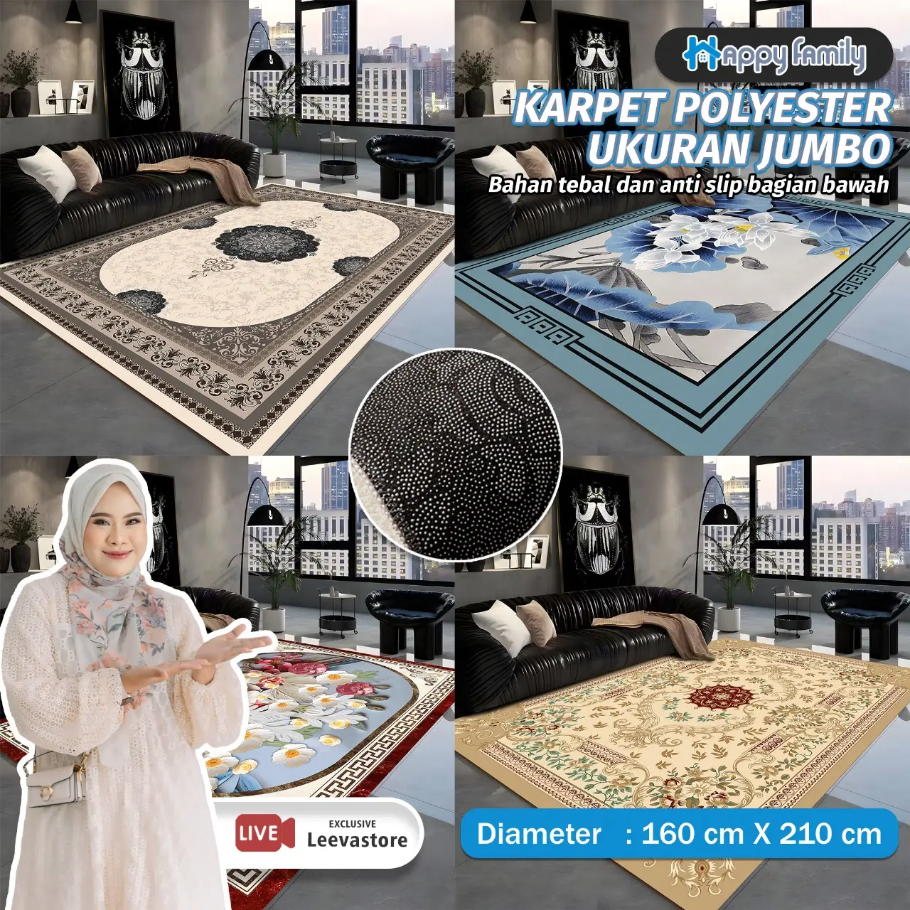 (HF) X LEEVASTORE Karpet Polyester Jumbo UK 160x210CM Motif Eropa Aesthetic Tebal 5MM HIGH QUALITY