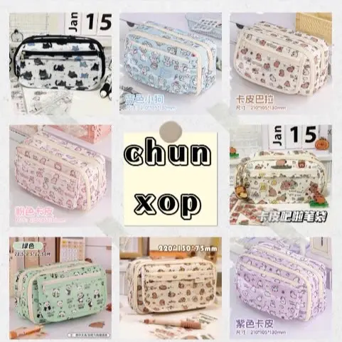 [Tặng cục bông + sticker ] Hộp đựng bút capybara nhiều ngăn mặt trước trong suốt 1