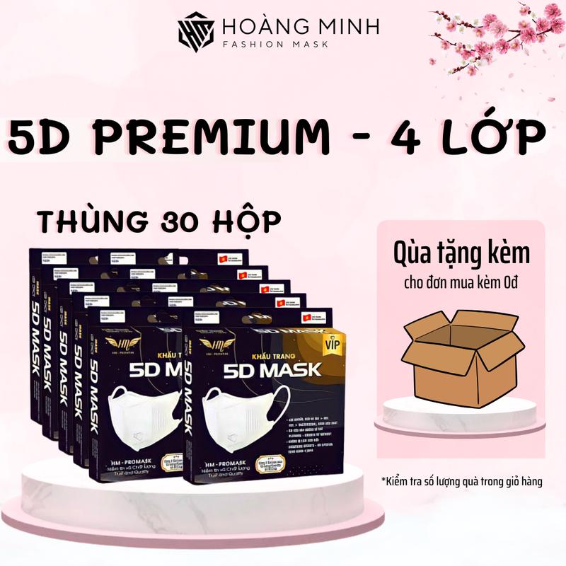 [Combo 300 cái] Khẩu trang 5D  Premium  HM Pro Mask quai thun 3 lớp kháng khuẩn