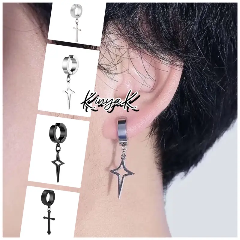 Anting Japit Motif Bintang Anti Karat Dan Luntur Untuk Pria Dan Wanita - Earrings 1