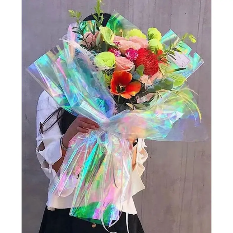 *5 LEMBAR* Kertas Buket Clear Hologram No Color Paper (58x58cm) Flower Wrapping Cellophane Hologram Bening untuk Bucket Bunga Snack Wisuda / Krtas Celophane Chellophane 1