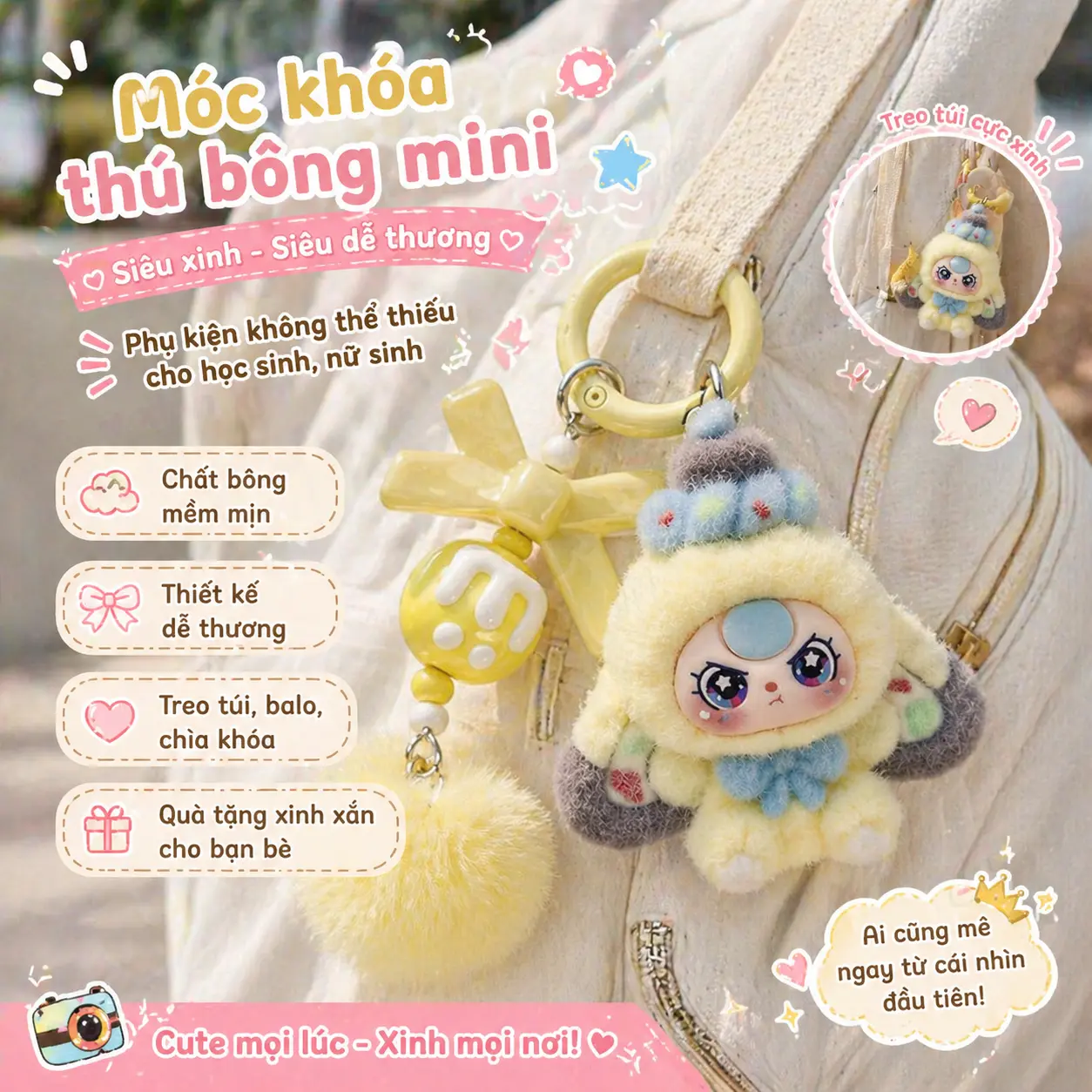 Móc Khóa Thú Bông Siêu Cute – Treo Túi Xinh Xắn Cho Nữ, Hot Trend TikTok quatang  tayninh