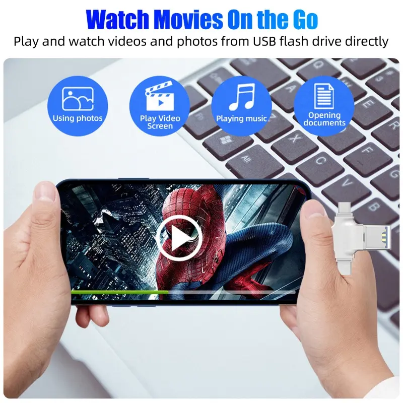 Bộ chuyển đổi OTG 4 trong 1 CCLCC cho Lightning / USB / Micro USB / Type C,Micro SD , SDHC, TF, đầu đọc thẻ nhớ cho iPhone 15/14/13 Pro max 12 11 8 7plus, HUAWEI XIAOMI /iPad/ điện thoại thông minh / máy tính bảng / PC, máy tính xách tay 2