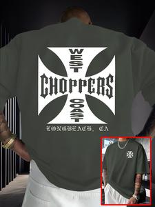 メンズ 半袖Tシャツ 夏向け ウェストコースト・チョッパーズ クロスプリント アメリカンオートバイ トレンディ ルーズフィット トップス カジュアル 長袖シャツ