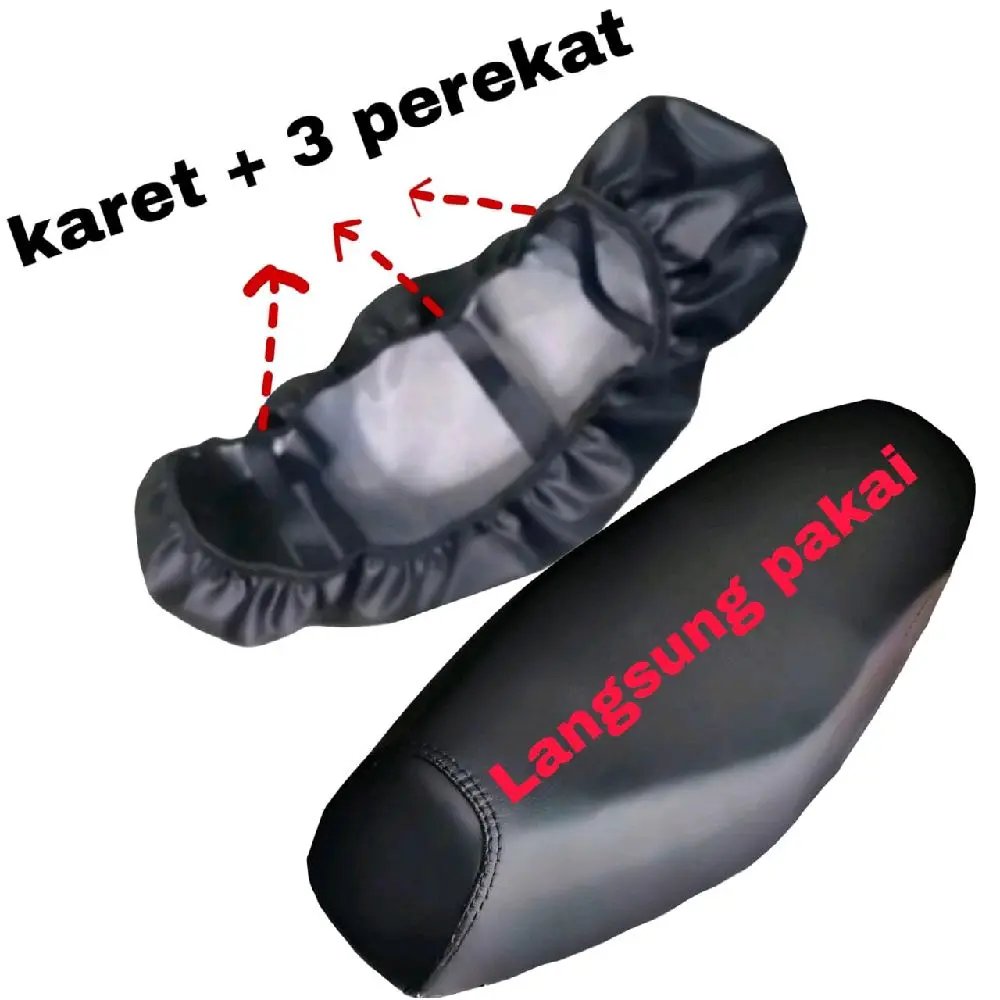 Sarung Jok Motor Bahan Kulit Premium  Anti Air Anti Rembes Universal Semua Jenis Motor Bebek Matic  Hitam Doff Polos - Motorcycle list  Karet