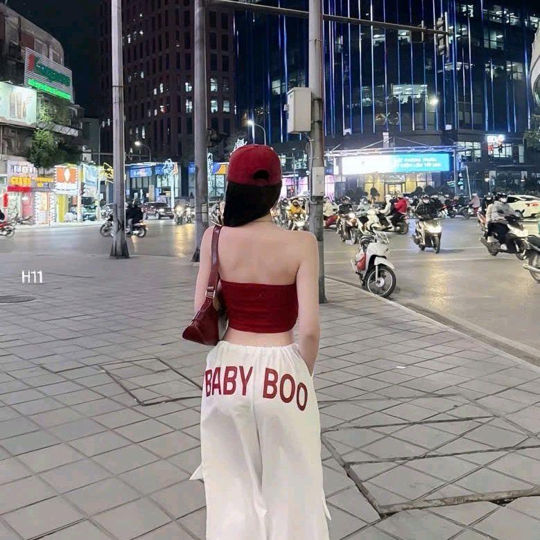 Set bộ nữ áo quây in số phối quần hộp Jogger baby boo 4