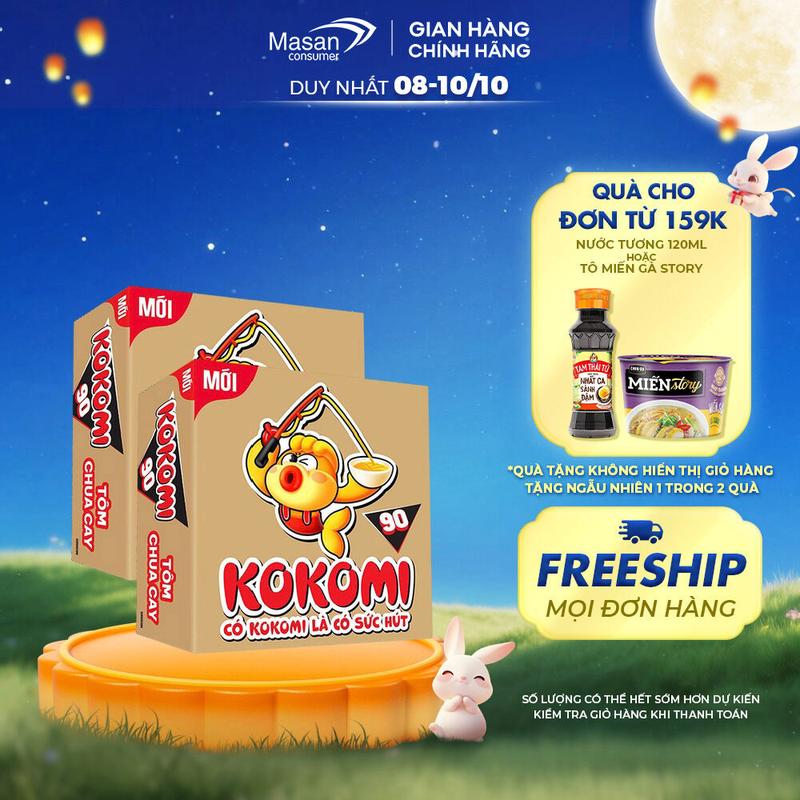 Combo 2 thùng mì Kokomi Đại 90 Tôm Chua Cay Gói - Thùng 30 Gói x 90g