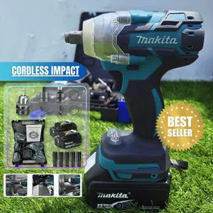 Makita  Cordless Impact Wrench Torsi 420N.M Motor Brushless Multifungsi Bor Listrik Murah Bor Tangan Baterai Besi Tembok Beton Kayu Vecora Cordless Drill Bor Cas Tukang