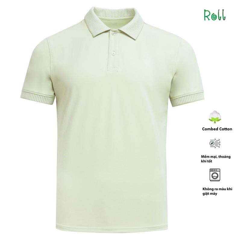 Roll Áo Polo Nam Màu Xanh Min Vải Cotton Combed Chất Lượng Cao Mềm Mại Thoáng Khí Không Bai Xù Form Chuẩn Dễ Mặc Trẻ Trung Menswear Ngắn Tay Có Cổ Shirt