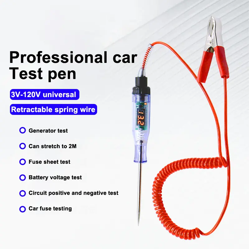 Car Tester Pen Voltage Circuit Test DC Digital Display Electric Pen Probe Pen Auto Diagnostic Tools 5V-120V 2V 12V 24V 48V