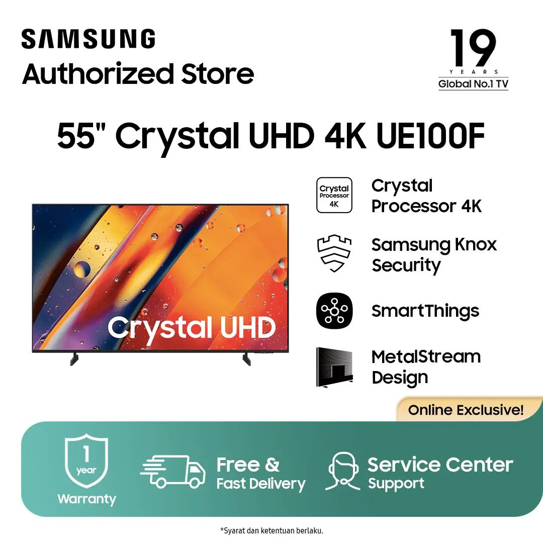 Samsung Smart TV 55" Crystal UHD 4K UE100F 4K Smart TV | UA55UE100FKXXD