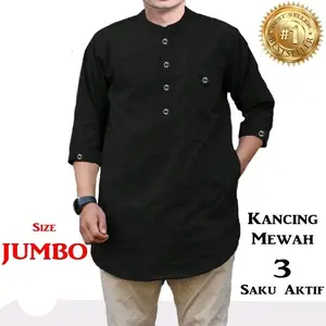 Baju Koko Qurta Zain Pakistan Lengan 3/4 Kancing Mewah Bahan Katun Jepang Adem dan Lembut