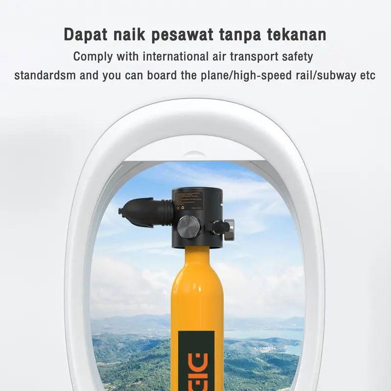 【Garansi Seumur Hidup Lokal】DIDEEP Pro snorkling selam dewasa Kapasitas 0,5L-1L tabung selam tangki paru-paru untuk menyelam scuba menyelam10-20 menit aksesoris selam tangki paru-paru mini portabel snorkle scuba diving mini  diving tank 6
