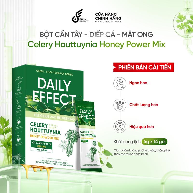 Daily Effect Bột Cần Tây Diếp Cá Mật Ong - Celery Houttuynia Honey Power Mix 56g - Hộp 14 Gói x 4g Công Nghệ Sấy Lạnh Tiện Dụng Dễ Uống Phiên bản cải tiến