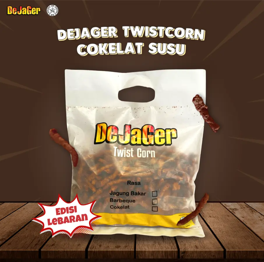 Dejager Twistcorn Rasa Cokelat Susu Edisi Lebaran 1 pack isi 250 gram