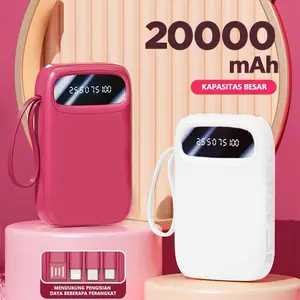 Powerbank 20000mAh Fast Charging dengan Port dan Nirkabel Lightning Type-C Micro USB Motif Lucu dan Polos Viral new Kapasitas Besar Jam