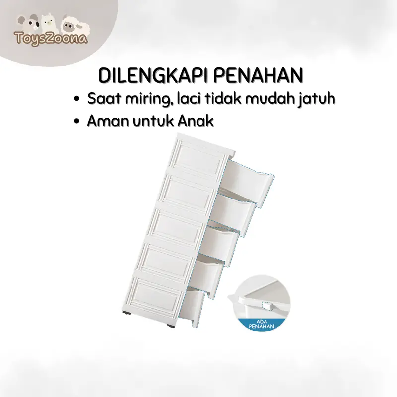 ToysZoona Lemari Plastik Pakaian Laci Susun Plastik Rak Susun Penyimpanan Lemari Pakaian Plastik Furniture 2