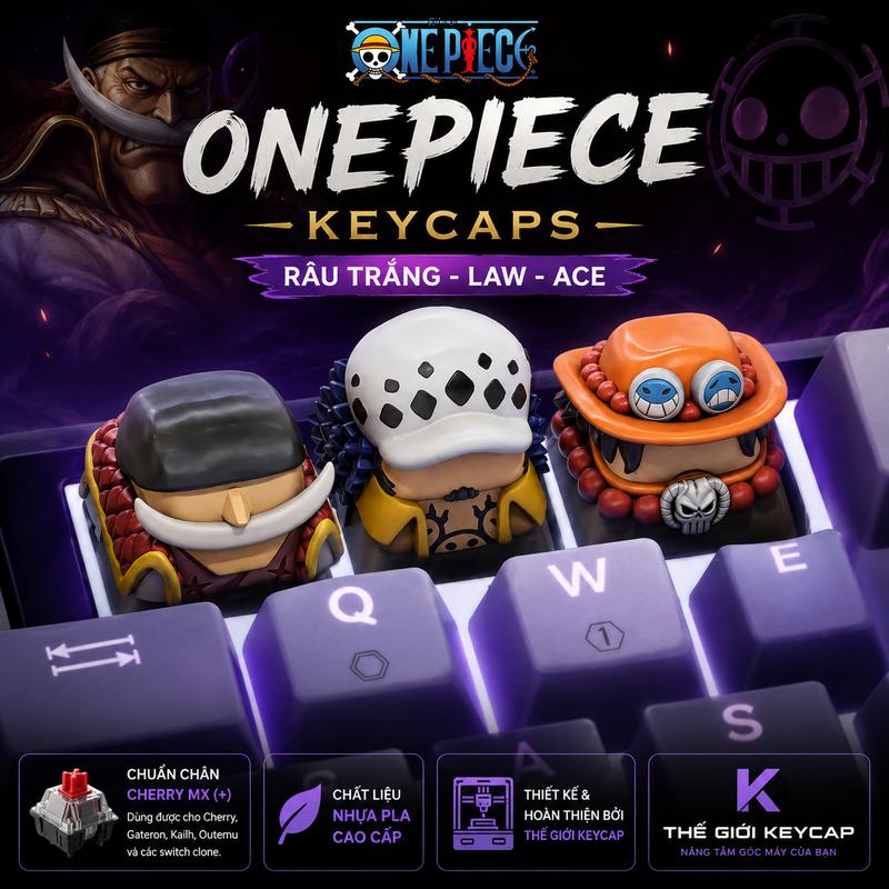 Keycaps nút bấm Onepiece - Râu Trắng - Law - Ace Trang Trí Bàn Phím Máy Tính
