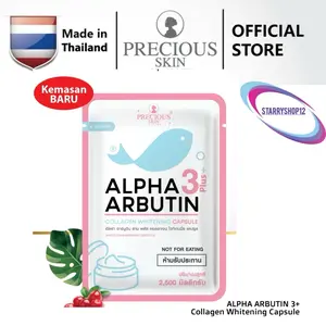 Alpha Arbutin Powder Capsule Whitening 3 Plus 3+ Precious White brightening powder AA alpha arbutin whitening3+ bpom original capsule bubuk kapsul 25gr 10 capsul 2500mg Precious skin