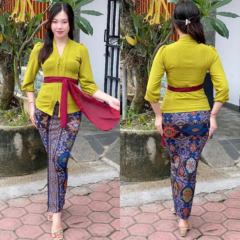 ONESET KEBAYA AIRFLOW LENGAN KERUT/setelan kebaya bali/set pakaian tradisional 1