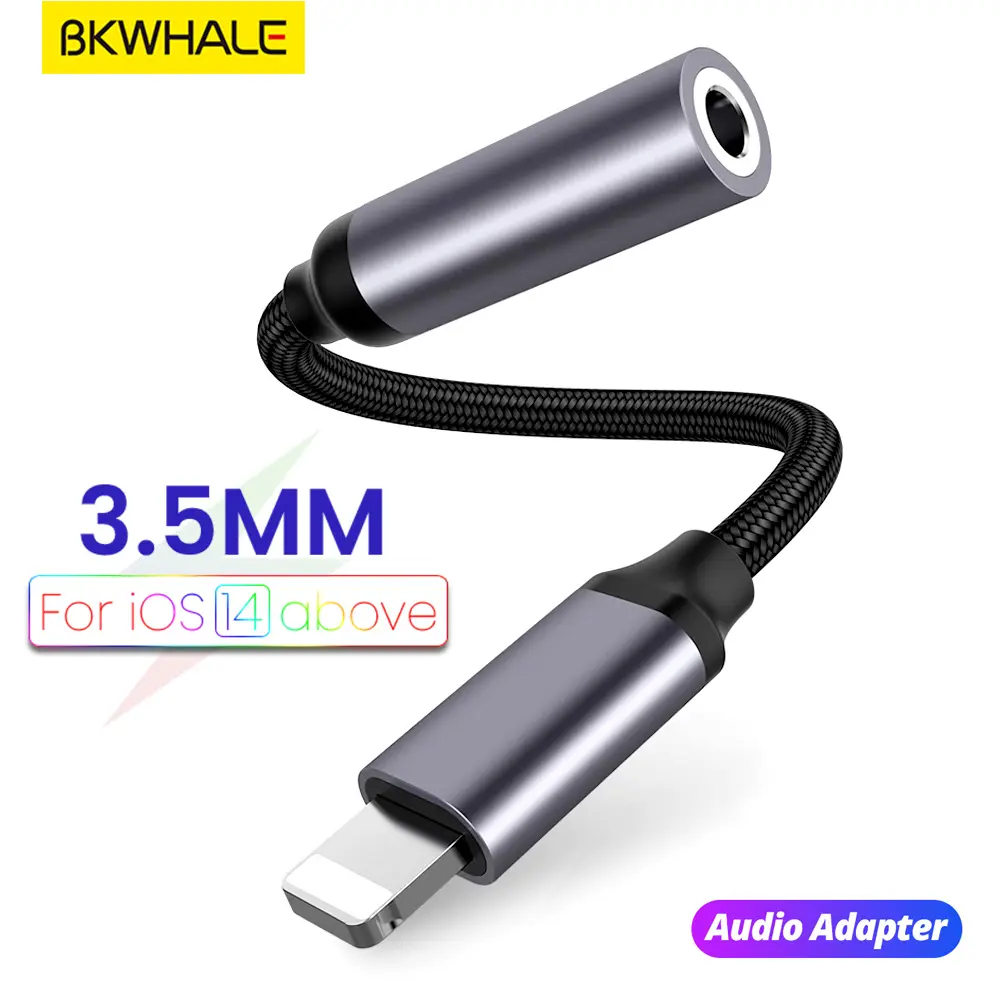 BKWHALE 3.5mm Adaptor Headset Earphone Adaptor T30 Audio Jack Compatible For iP 13 12 11 6/7/8/X
