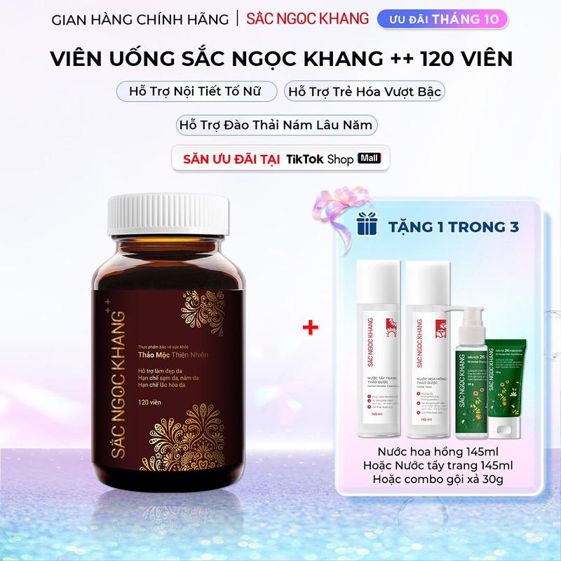Viên Uống Đẹp Da Sắc Ngọc Khang ++ [120 Viên] Cao Cấp - Hỗ Trợ Nội Tiết Trẻ Hóa Sáng Da Đào Thải Nám Sạm Tàn Nhang