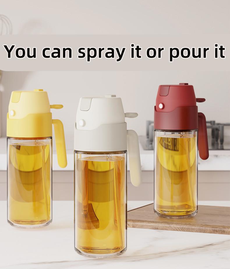 Product Introduction of Oil can spray and pour dual-purpose oil spray pot kitchen special household oil spray bottle glass food-grade spray Kitchen tool cruet Kitchen tool  air fryer Cooking too sauce cruet vinegar bottle oil  spray Dispensers Utensils 0