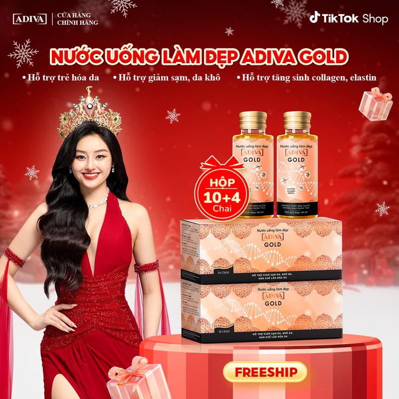 Combo 2 Nước Uống Làm Đẹp Collagen ADIVA Gold -Giúp Da Giảm Nếp Nhăn Và Chống Lão Hóa